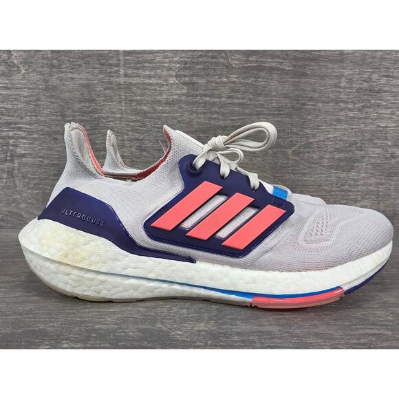 Adidas Ultra Boost 22 White Turbo Indigo Running Shoes Size 9 Womens - Picture 1 of 9